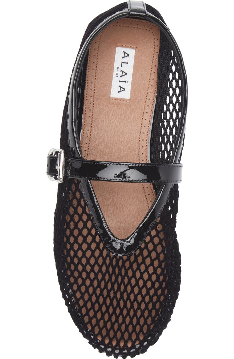 Alaïa Fishnet Mary Jane Flat, Alternate, color,
