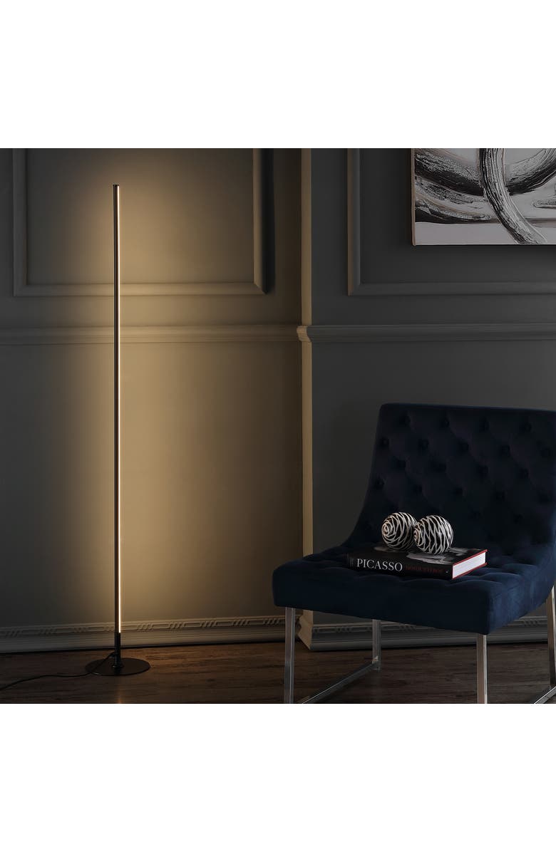 JONATHAN Y Iris 59.5" LED Integrated Floor Lamp, Alternate, color, Black