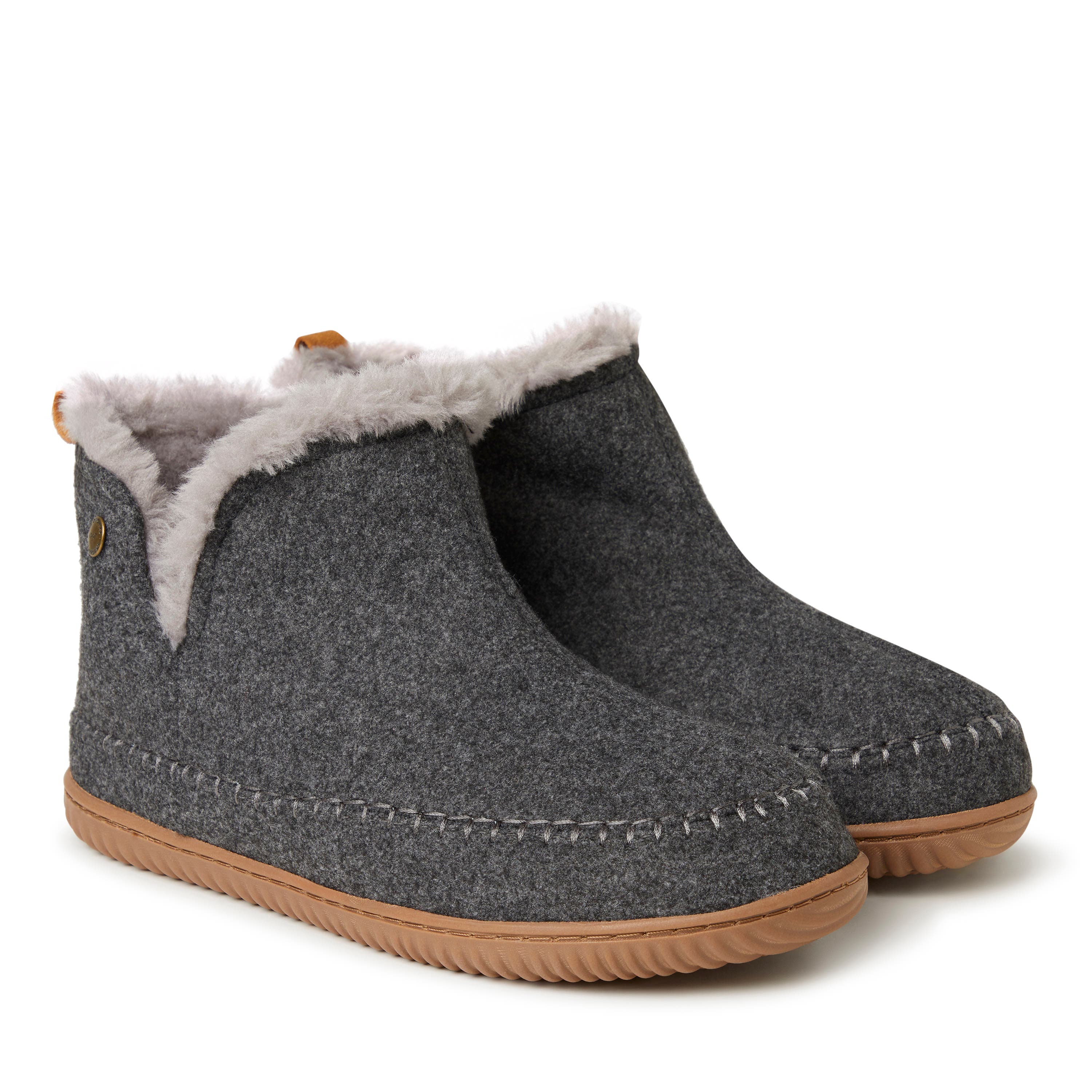 DEARFOAMS Brixen Bootie Slipper, Alternate, color, Dark Heather Grey