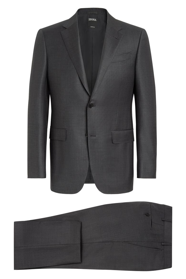 Pin Dot Trofeo Milano Wool Suit, Alternate, color, DARK GREY