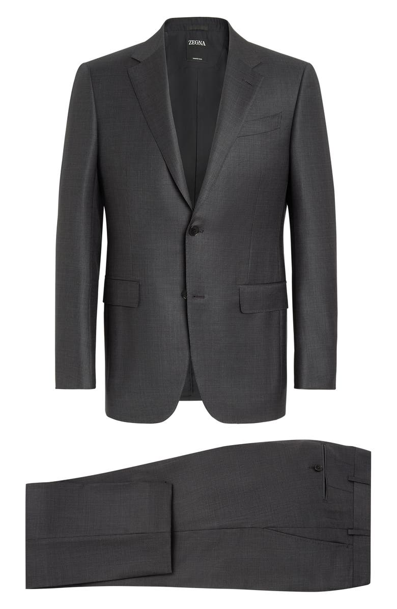ZEGNA Pin Dot Trofeo Milano Wool Suit, Alternate, color, Dark Grey