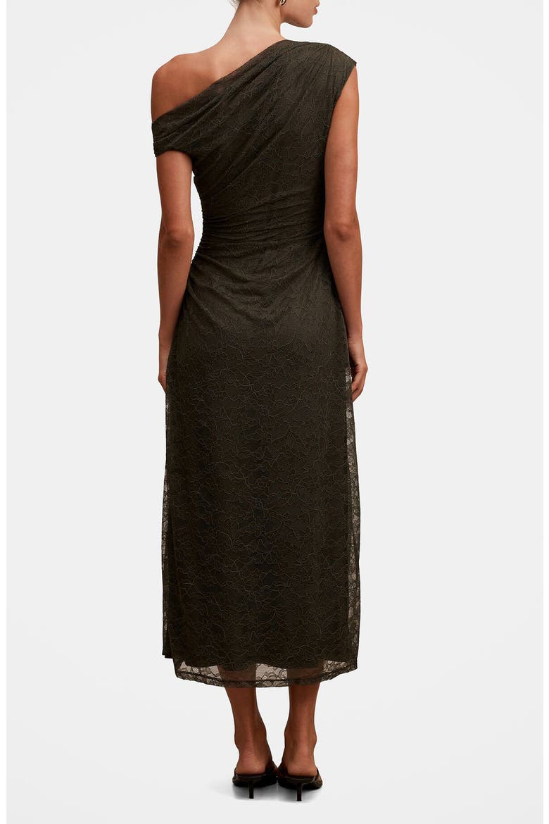 Paris Asymmetric Lace Midi Dress, Alternate, color, OLIVE NIGHT