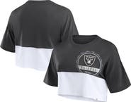 FANATICS Women's Fanatics Branded Black/White Las Vegas Raiders Boxy Color Split Cropped T-Shirt