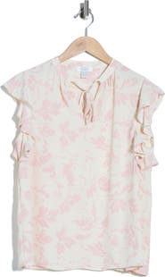 NORDSTROM RACK Ruffle Sleeve Tie Neck Top