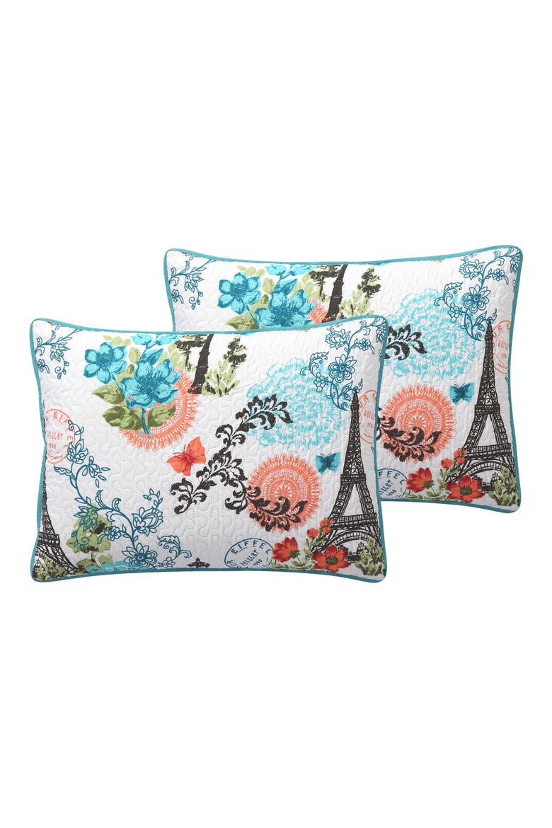 Eiffel Reversible Quilt Set - Full/Queen, Alternate, color, BLUE