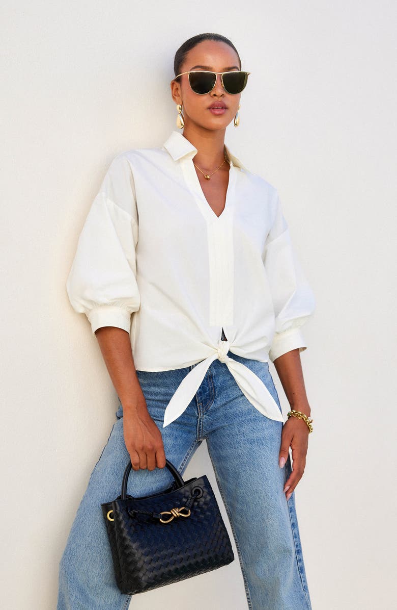 FIFTEEN TWENTY Jena Tie Front Cotton Top, Alternate, color, 