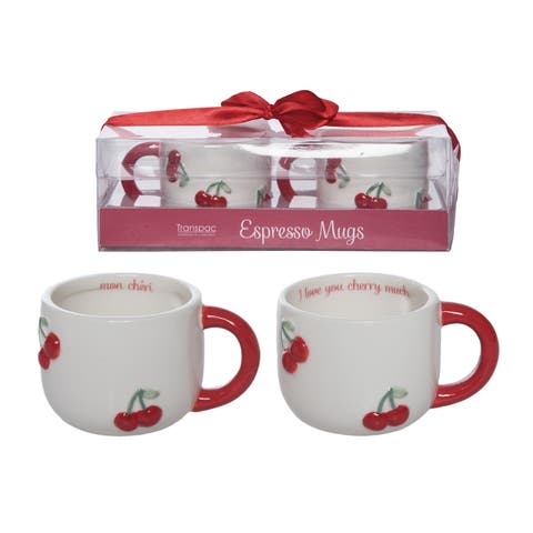 Dolomite Espresso Cherry Mug Set of 2 Multicolored for Spring Serving and Entertaining