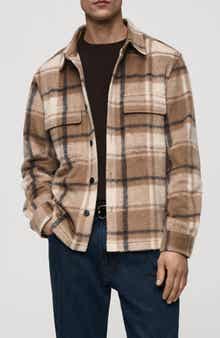 MANGO Textured Check Flannel Overshirt