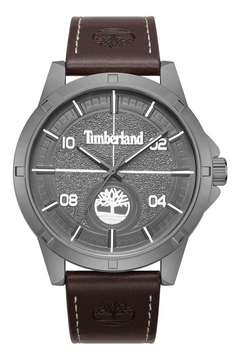 Classic Three-Hand Watch, Main, color, DARK BROWN