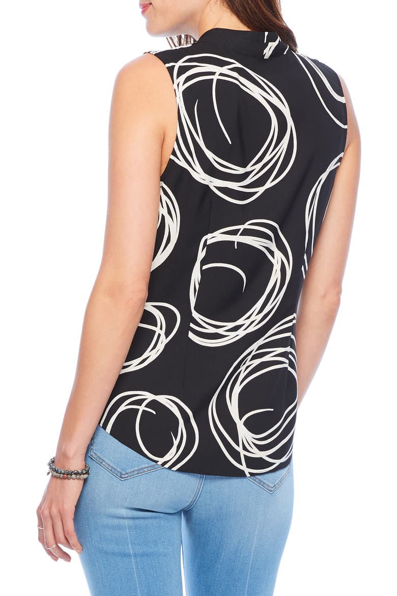 Abstract Print Tie Front Tank, Alternate, color, BLACK MULTI