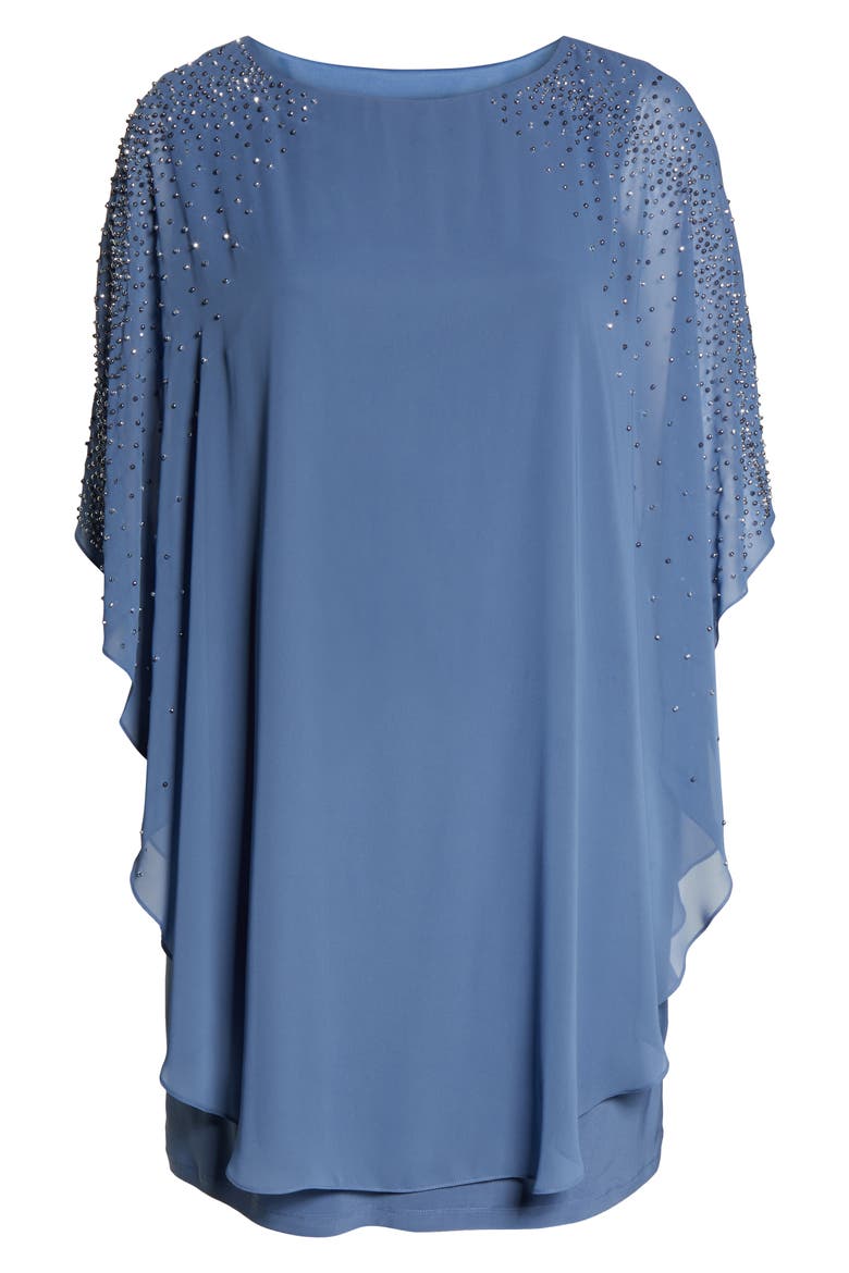 Xscape Beaded Chiffon Overlay Dress, Alternate, color, PERIWINKLE