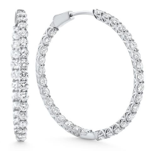 6.50Ct Diamond Hoops 14k Gold Women's Lab Grown Earrings 40mm Tall