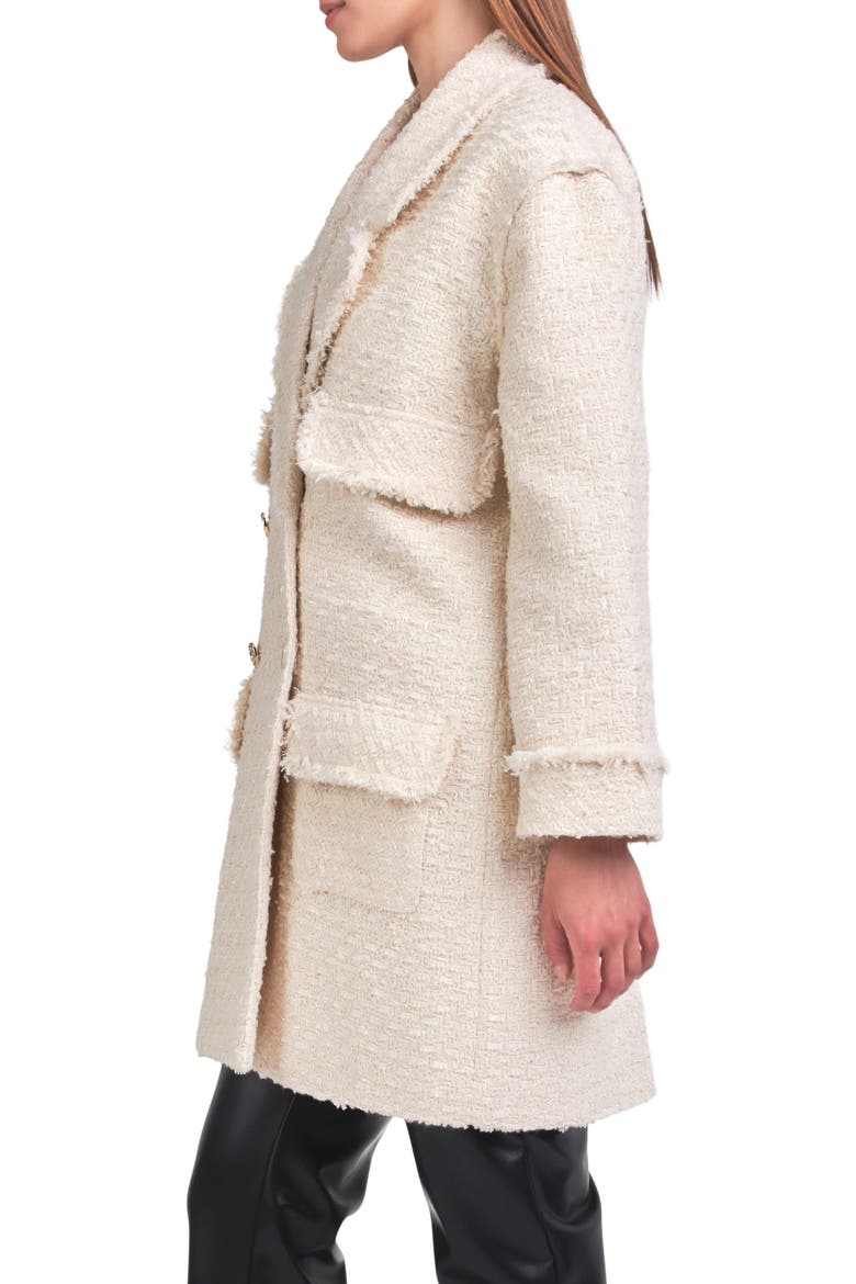 Double Breasted Tweed Coat, Alternate, color, CREAM