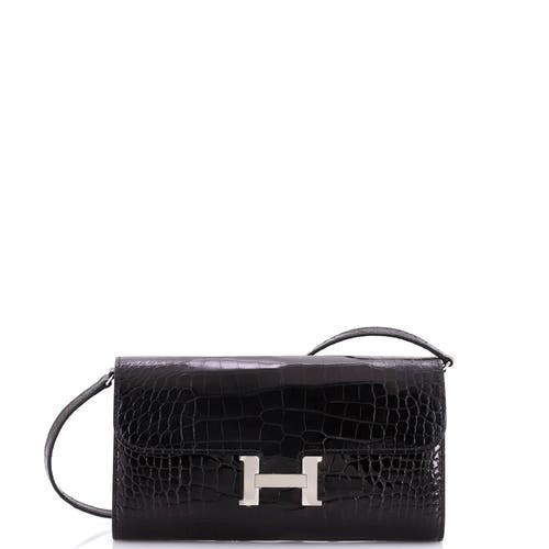 Pre-owned Hermes Hermes Constance To Go Wallet Alligator In Black
