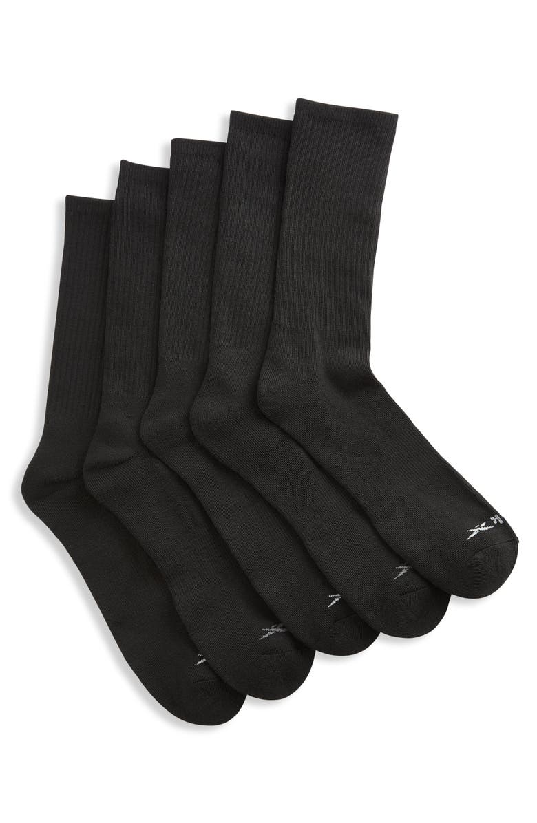Reebok Big 
Tall Vector 5-pk Crew Socks, Main, color, Black