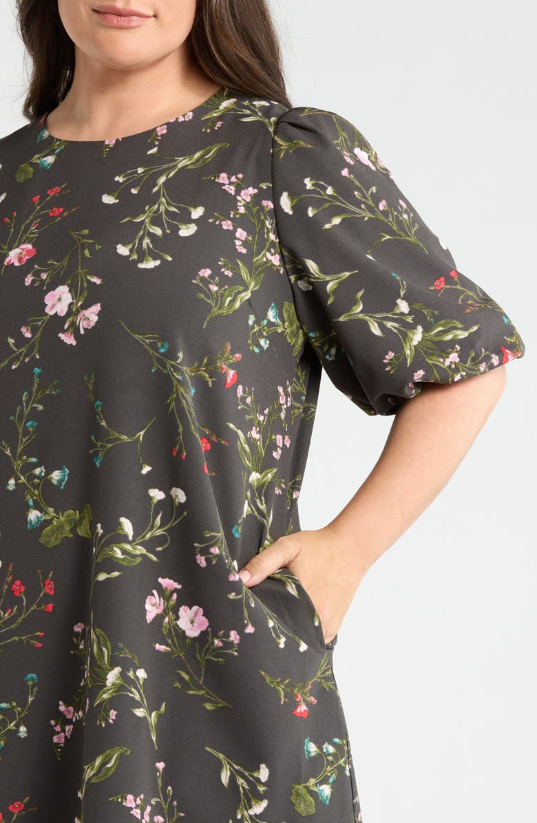 SUGARLIPS Morrigan Bubble Sleeve Shift Dress, Alternate, color, Green-Multi