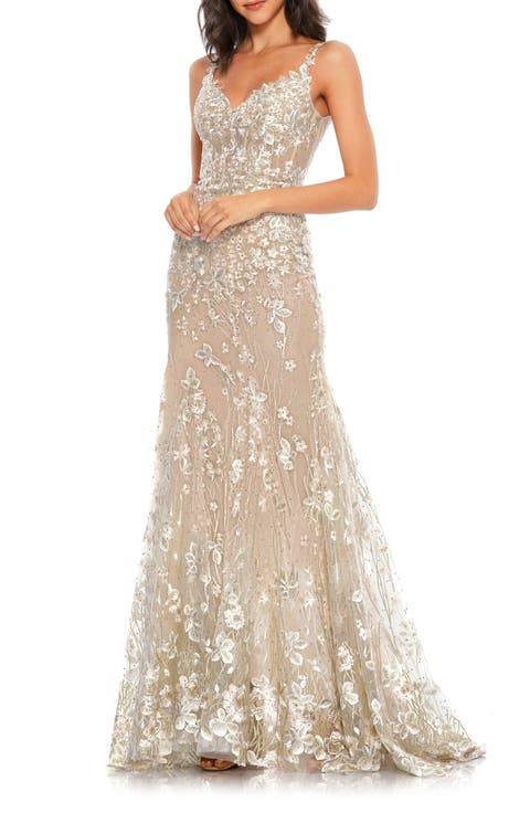 Floral Embroidered Corset Bodice Gown