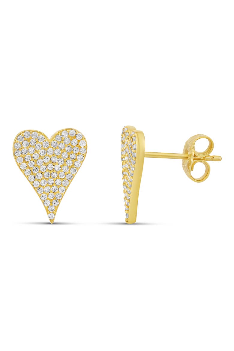 Pavé Heart Stud Earrings, Main, color, GOLD