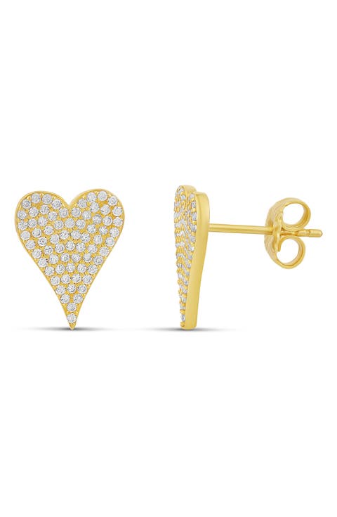 Pavé Heart Stud Earrings