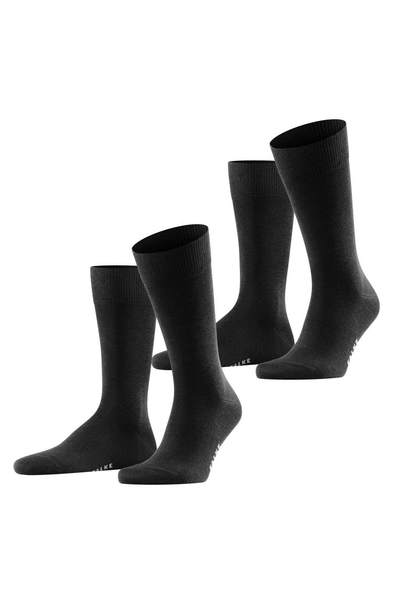 Falke Happy 2-Pack Cotton Socks, Main, color, Black
