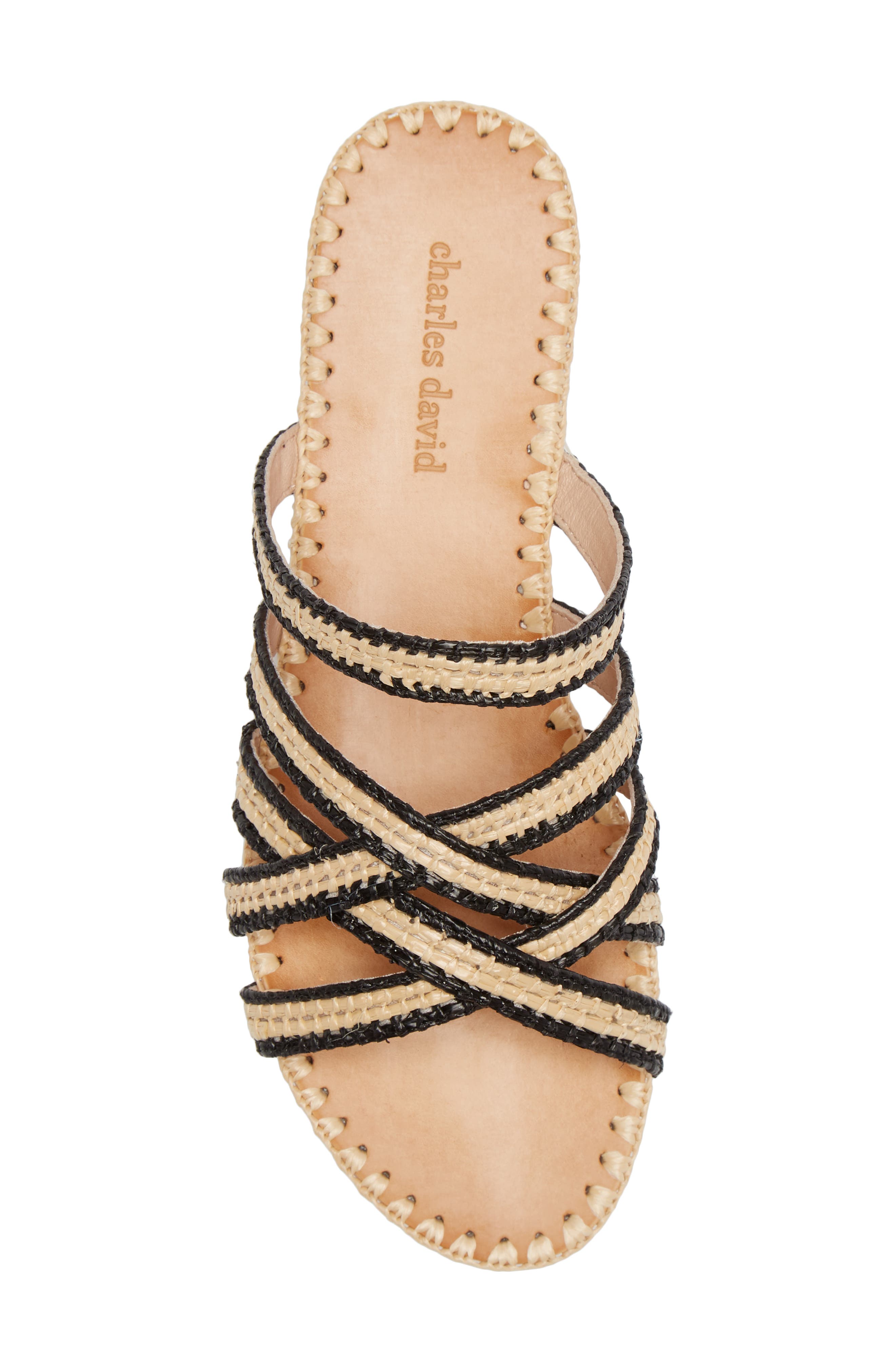 Stanza Slide Sandal, Alternate, color, NATURAL/ BLACK RAFFIA
