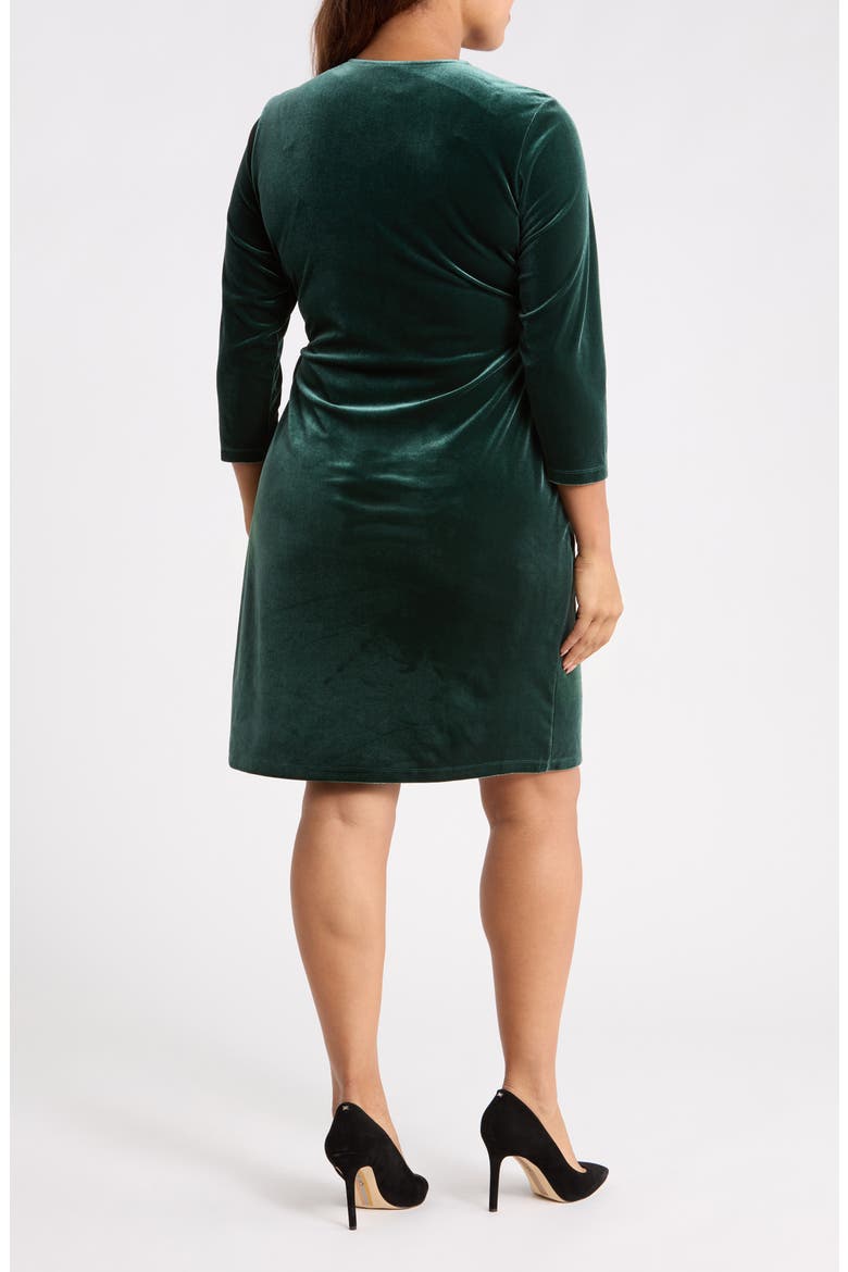Velvet Wrap Dress, Alternate, color, PINE FOREST