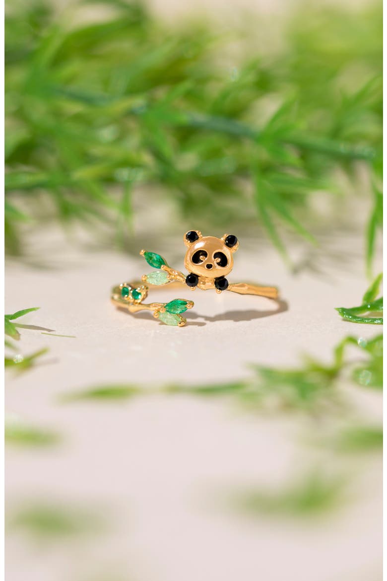 Lucky Panda Adjustable Ring, Alternate, color, GOLD/ GREEN