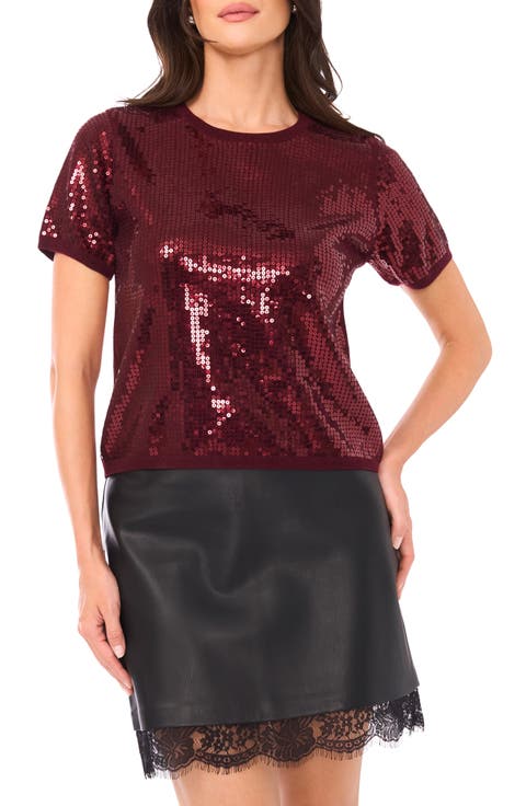 Sequin Short Sleeve Top (Regular & Petite)