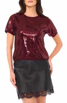 Vince Camuto Sequin Short Sleeve Top