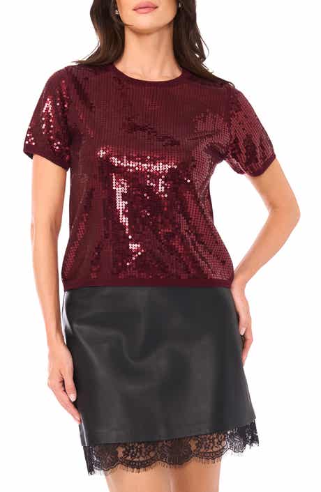 Vince Camuto Sequin Short Sleeve Top