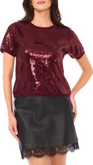 Vince Camuto Sequin Short Sleeve Top