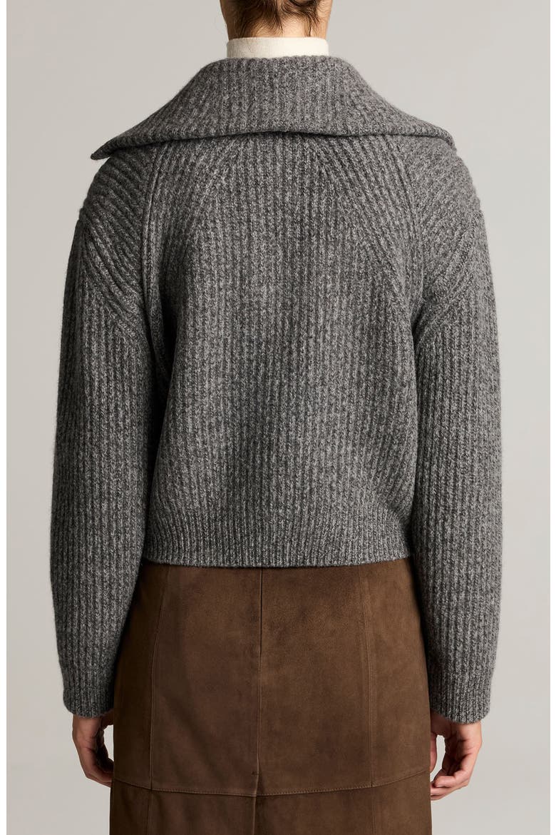 Sailor Collar Half Zip Sweater, Alternate, color, DK H GREY MARL