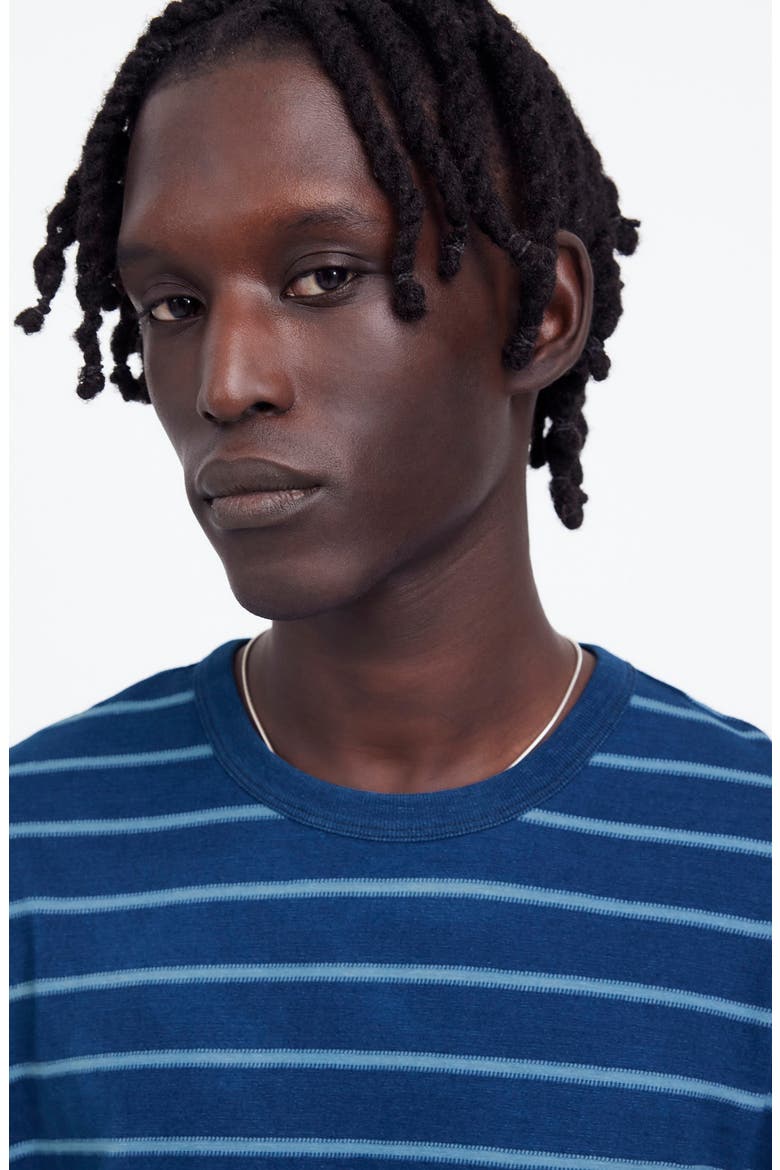 Indigo Dyed Cotton Slub T-Shirt, Alternate, color, DARK INDIGO