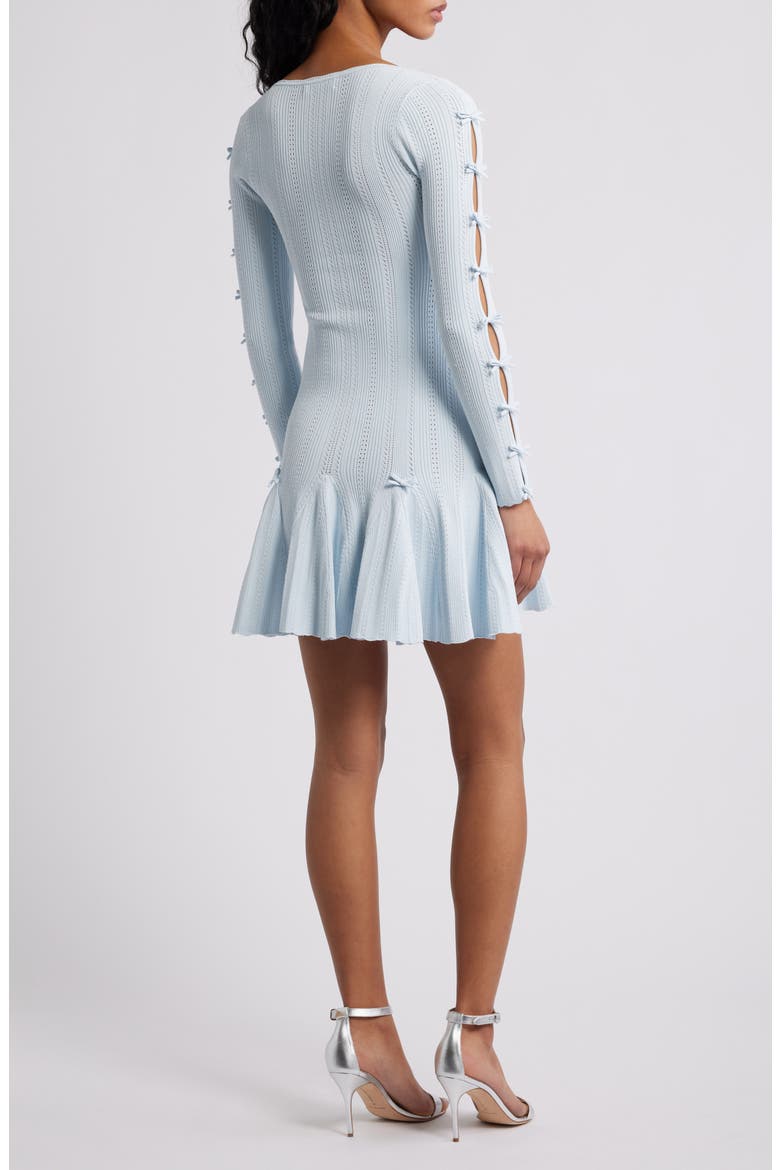 Seychelle Bow Long Sleeve Knit Minidress, Alternate, color, ICICLE BLUE