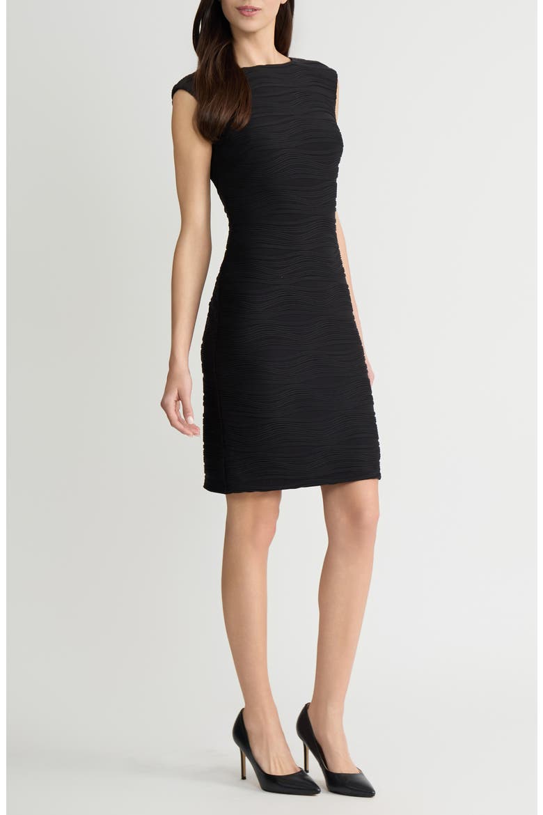 Spring Texture Sleeveless Sheath Dress, Alternate, color, BLACK