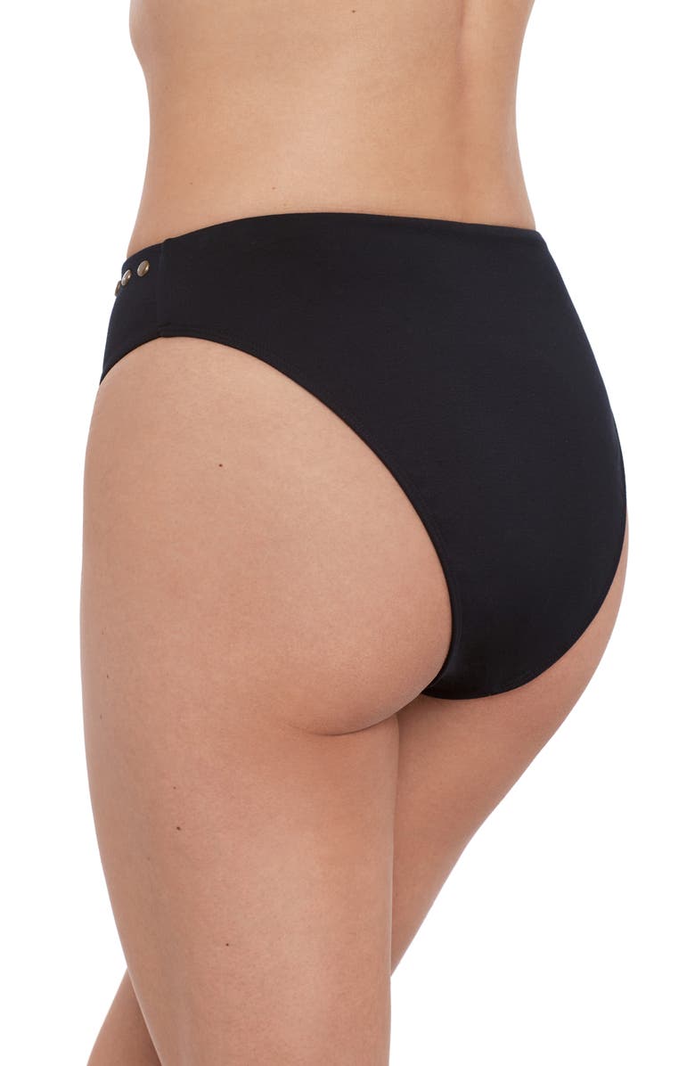 Steve Madden Studded High Cut Bikini Bottoms, Alternate, color, Black