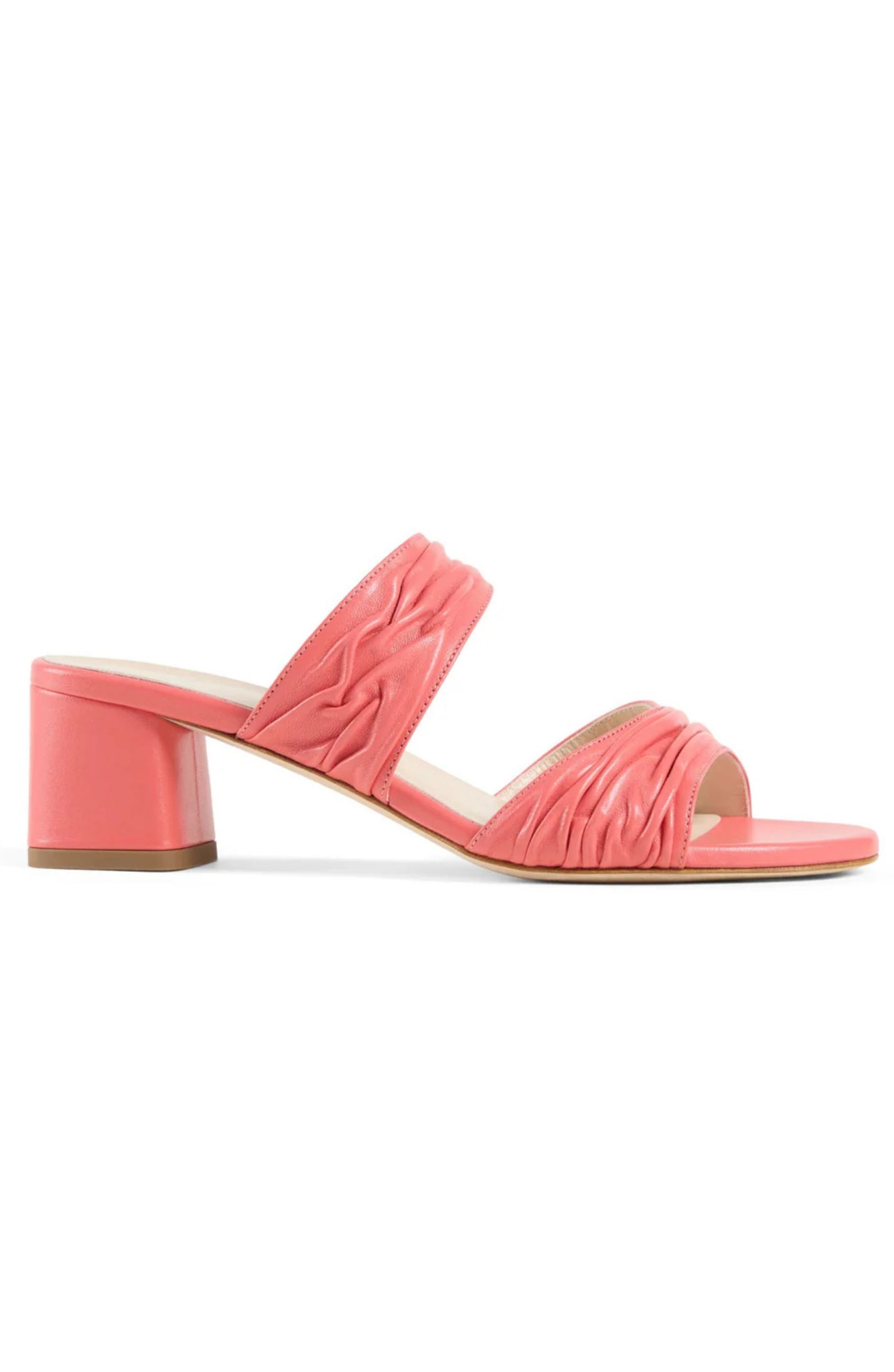Sophia Sandal Leather Block Mid-Heel Mules, Alternate, color, Scarlet Red