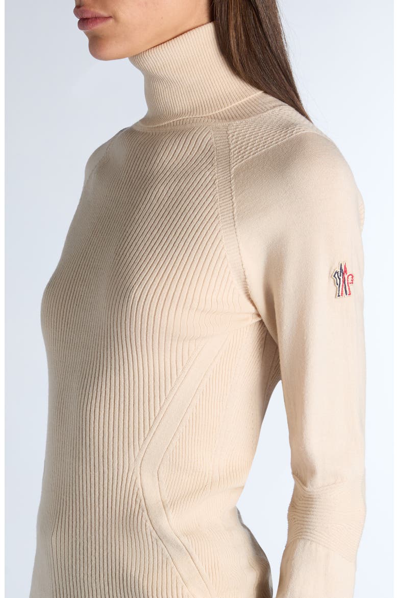 Rib Stretch Wool Turtleneck Sweater, Alternate, color, SPANISH WHITE