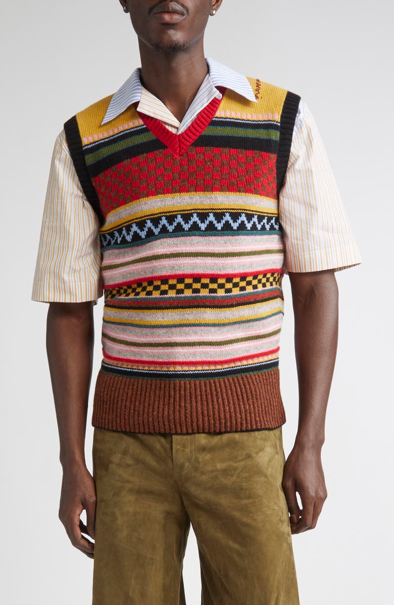 Marni V-Neck Sweater Vest, Main, color, Multicolor