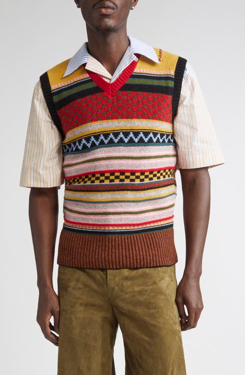 Marni Striped Wool Vest In Multi