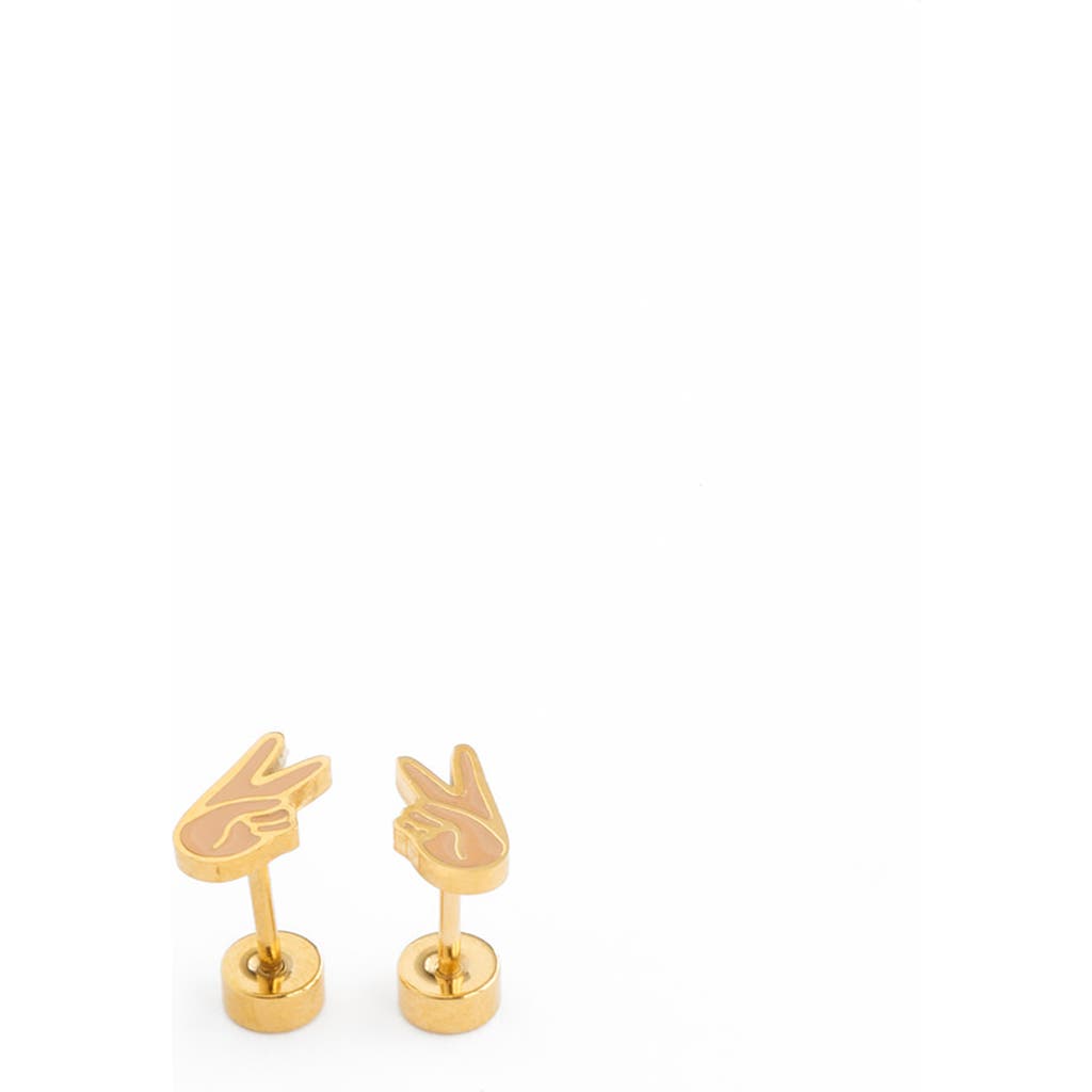 Pip Pop Peace Stud Earrings In Brown