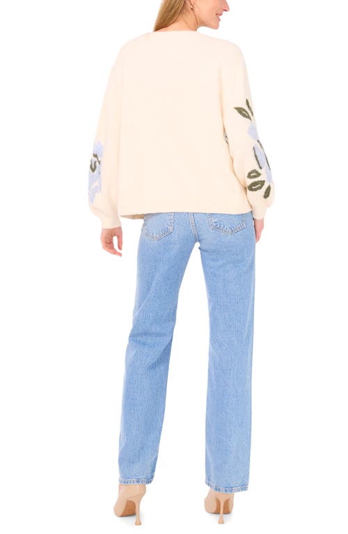 Parker Floral Print Crewneck Sweater In Neutral