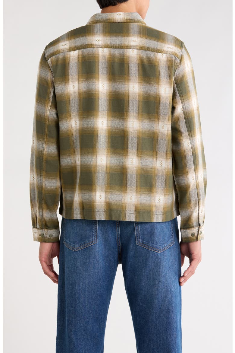 Larkspur Plaid Cotton Flannel Zip Overshirt, Alternate, color, MOSSY OLIVE