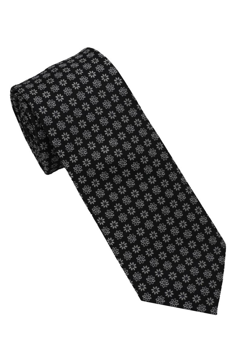 Ben Sherman Floral Medallion Tie, Main, color, Black/ White