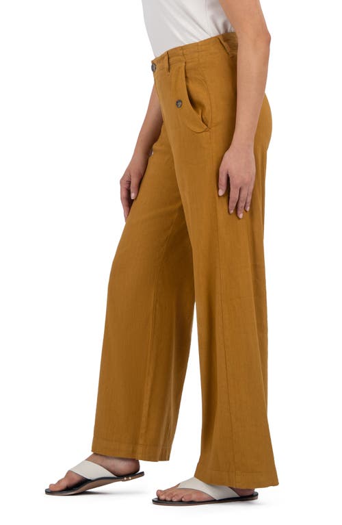 Kut From The Kloth Meg Wide Leg Linen Blend Pants In Brown