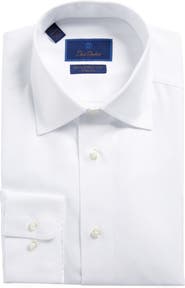 David Donahue Luxury Non-Iron Trim Fit Solid Dress Shirt