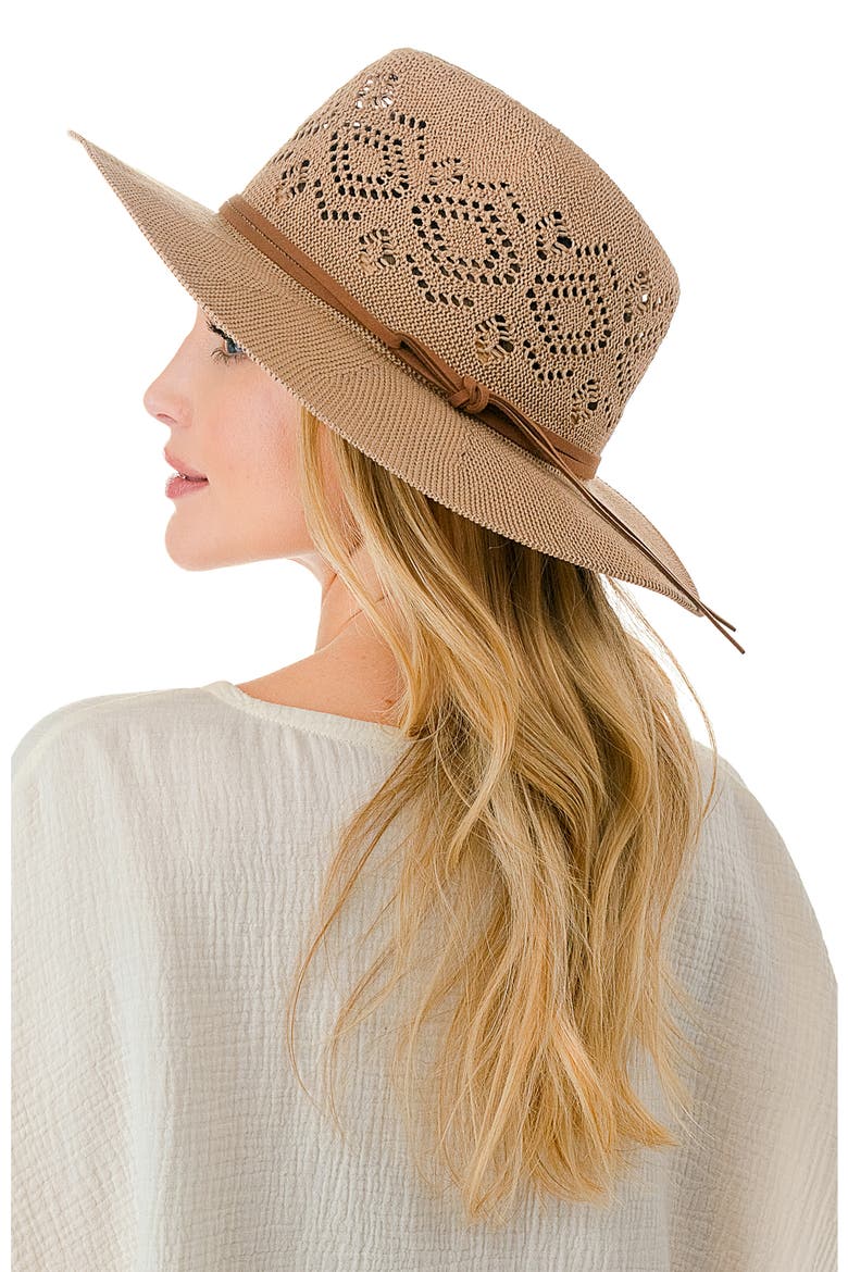 Open Knit Wide Brim Panama Hat, Alternate, color, DARK TAN