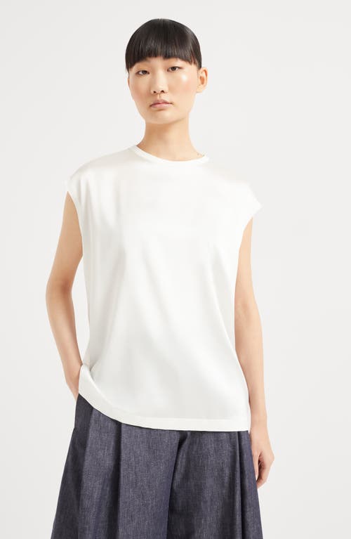 Brunello Cucinelli Silk Satin Top In White