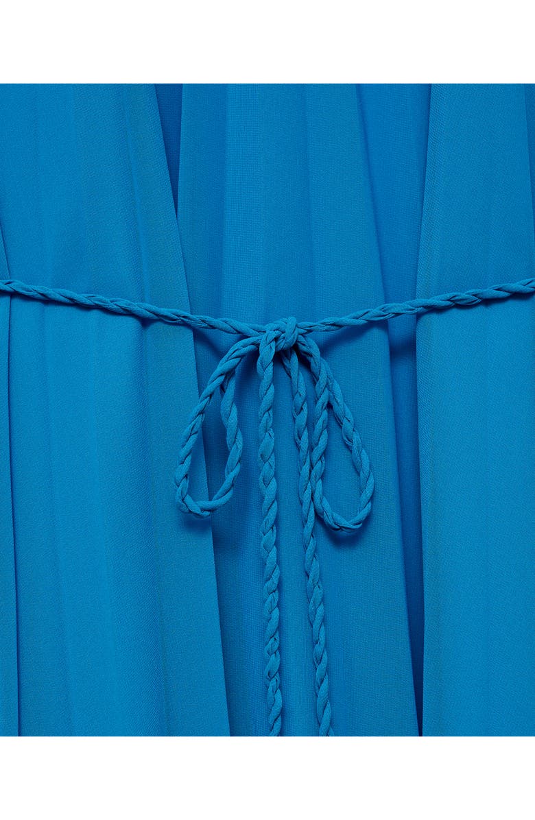 MANGO Long Sleeve Pleat Midi Dress, Alternate, color, Blue