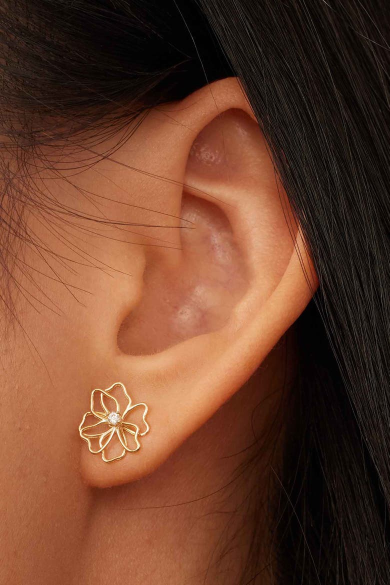 14K Yellow Gold Full Bloom Studs, Alternate, color, Yellow Gold